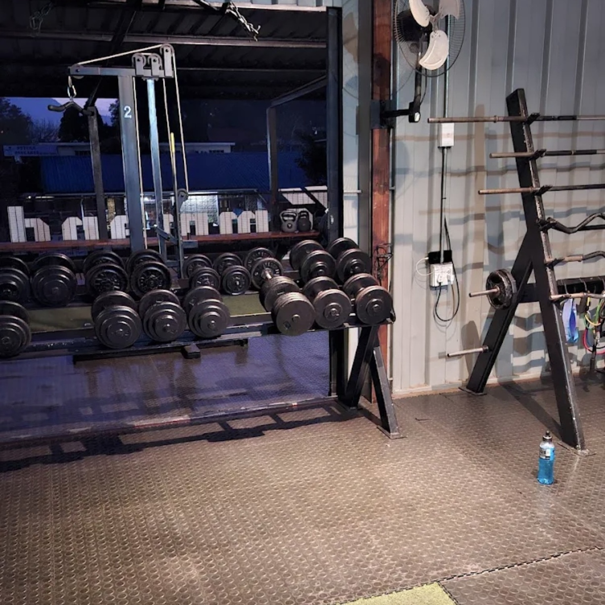 Free weights setup at Commando gym
